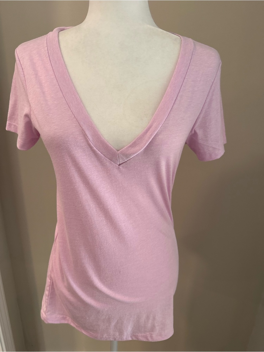 Next Level Apparel Light Pink Deep V-Neck Short Sleeve Tee